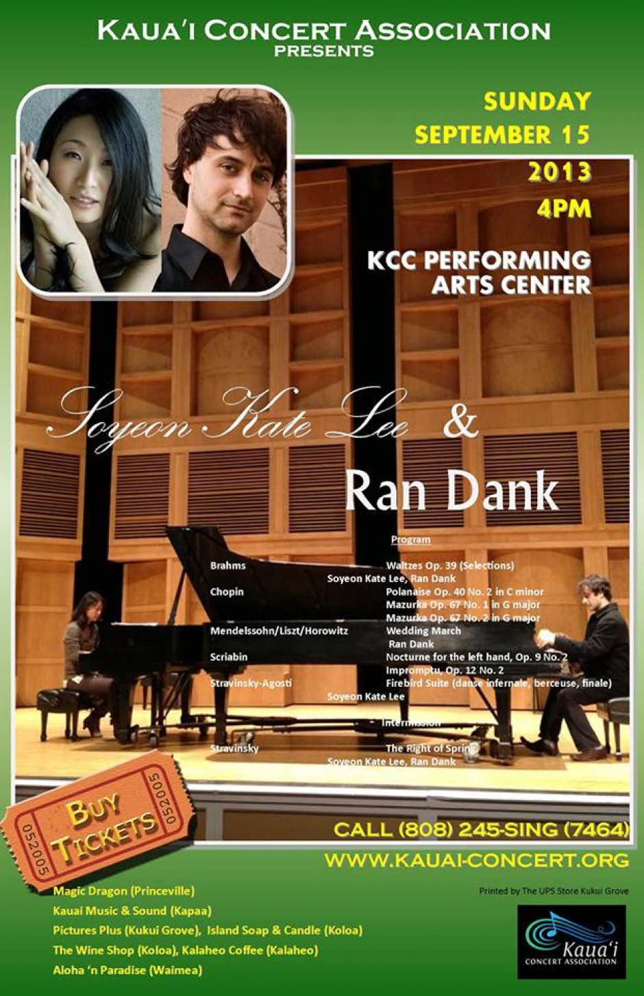 Kauai Concert Association Announces Season 20132014 Sunday September